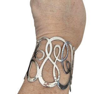 Brighton Silver tone Wave Design Hammered Textured Cuff Bracelet